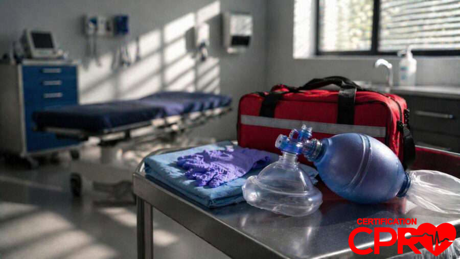 CPR training equipment in a medical classroom setting in Nashville.