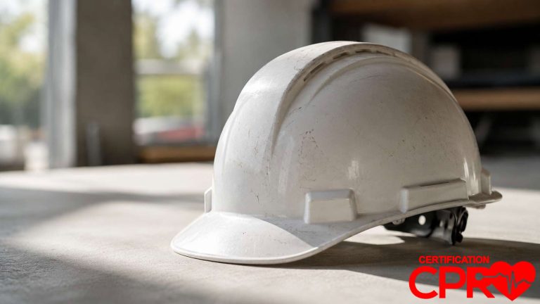 Construction helmet for CPR certification training in Nashville.