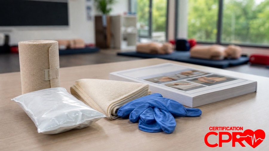 CPR training materials and certification supplies in Nashville classroom.