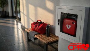 CPR training kit and AED device for cardiac emergencies in Nashville.